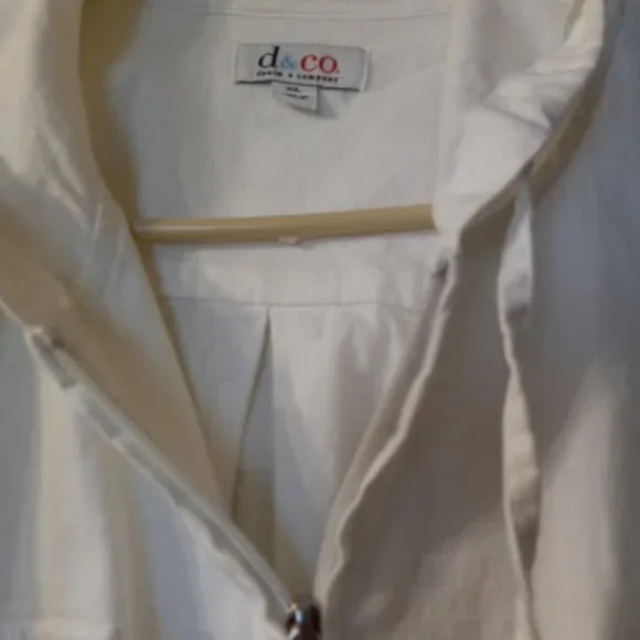 DENIM & C0MPANY WHITE COTTON HOODED ZIPPERED JACKET SIZE XL - Picture 2 of 3